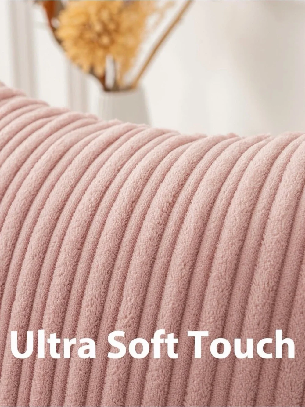 Plush Ribbed Lumbar Pillow - Baby Pink